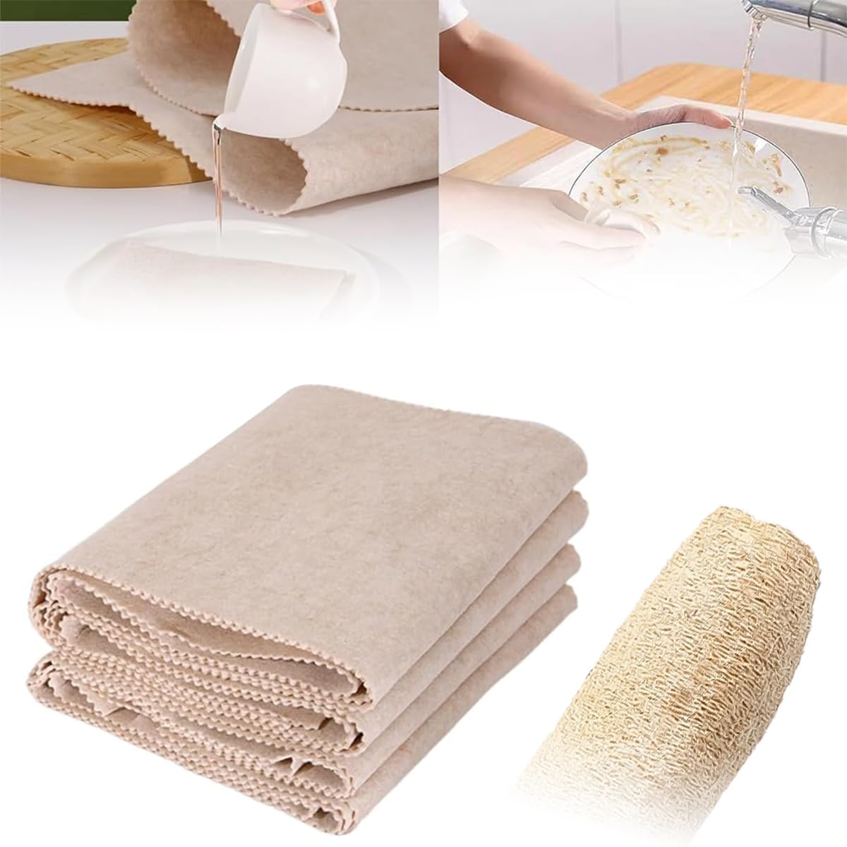 Supvox Loofah Cleaning Cloth, 10Pcs Absorbent Oil-Free Loofah Dishwashing Cloth, Natural Fiber Kitchen Cleaning Rags, Versatile & Water Absorbent, Perfect for Diverse Cleaning Tasks, 27x30cm Supvox Loofah Cleaning Cloth, 10Pcs Absorbent Oil-Free Loofah Dishwashing Cloth, Natural Fiber Kitchen Cleaning Rags, Versatile & Water Absorbent, Perfect for Diverse Cleaning Tasks, 27x30cm